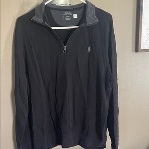 Polo by Ralph Lauren Black Half-Zip Pullover with Contrast Collar